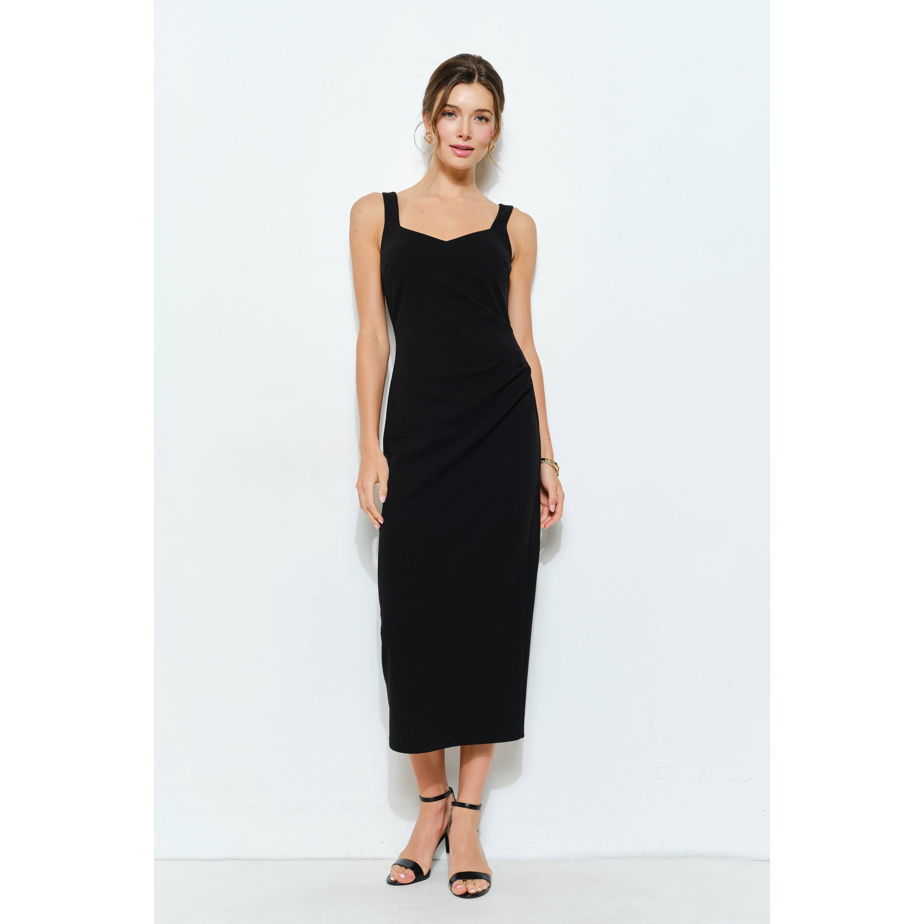 INA - Wholesale Dress - Women's - Knit Crepe Bodycon Midi with Princess Neckline19