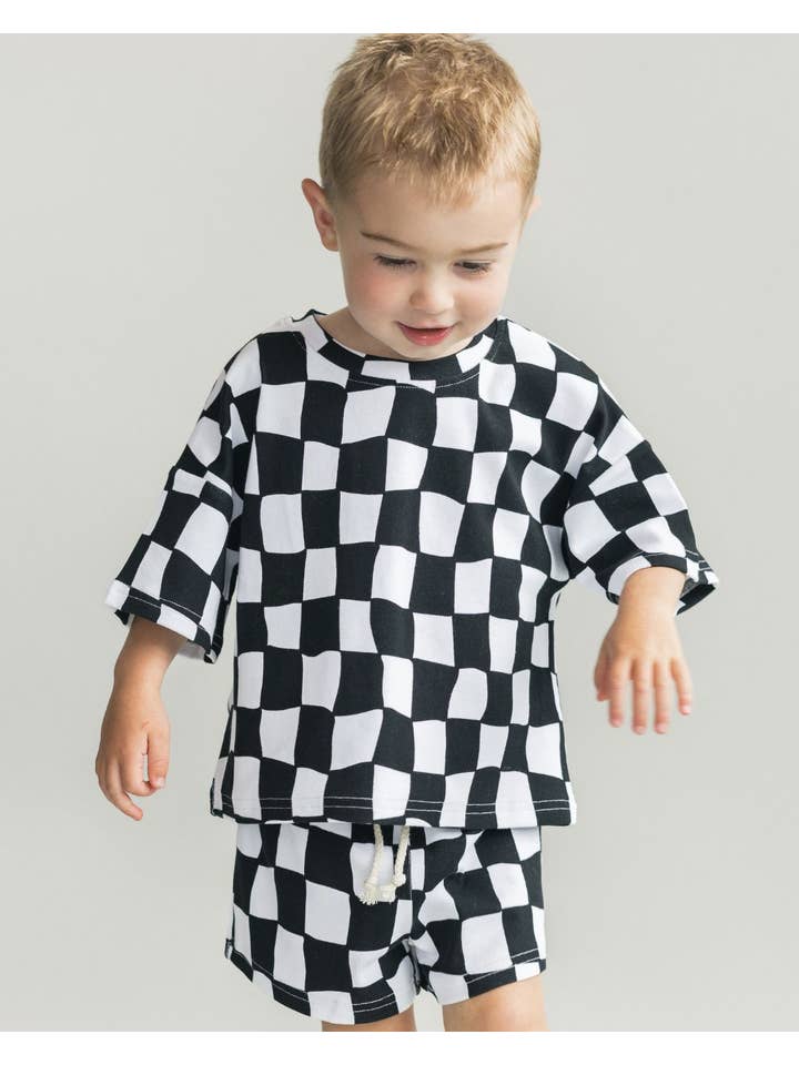 Lucky Panda Kids - Wholesale Top & Short Set - Kids - Shorts Set | Wavy Checkered