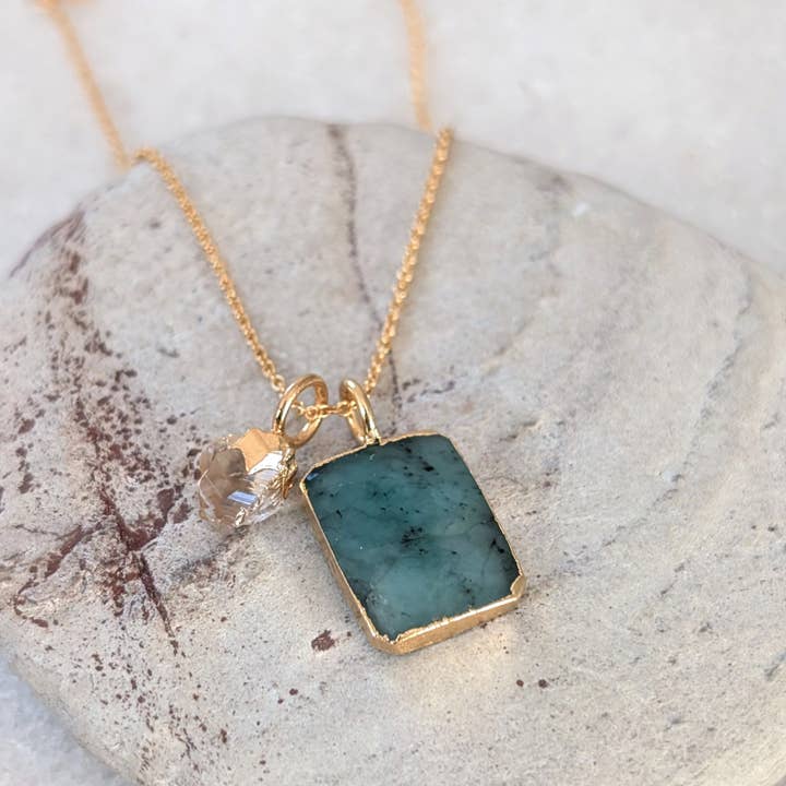 The Duo Emerald Necklace for wholesale by Lapis London