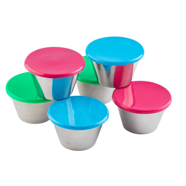 Gobelets à sauce de 5 oz avec couvercles de couleurs variées, paquet de 6 pour la vente par TableCraft Products Company