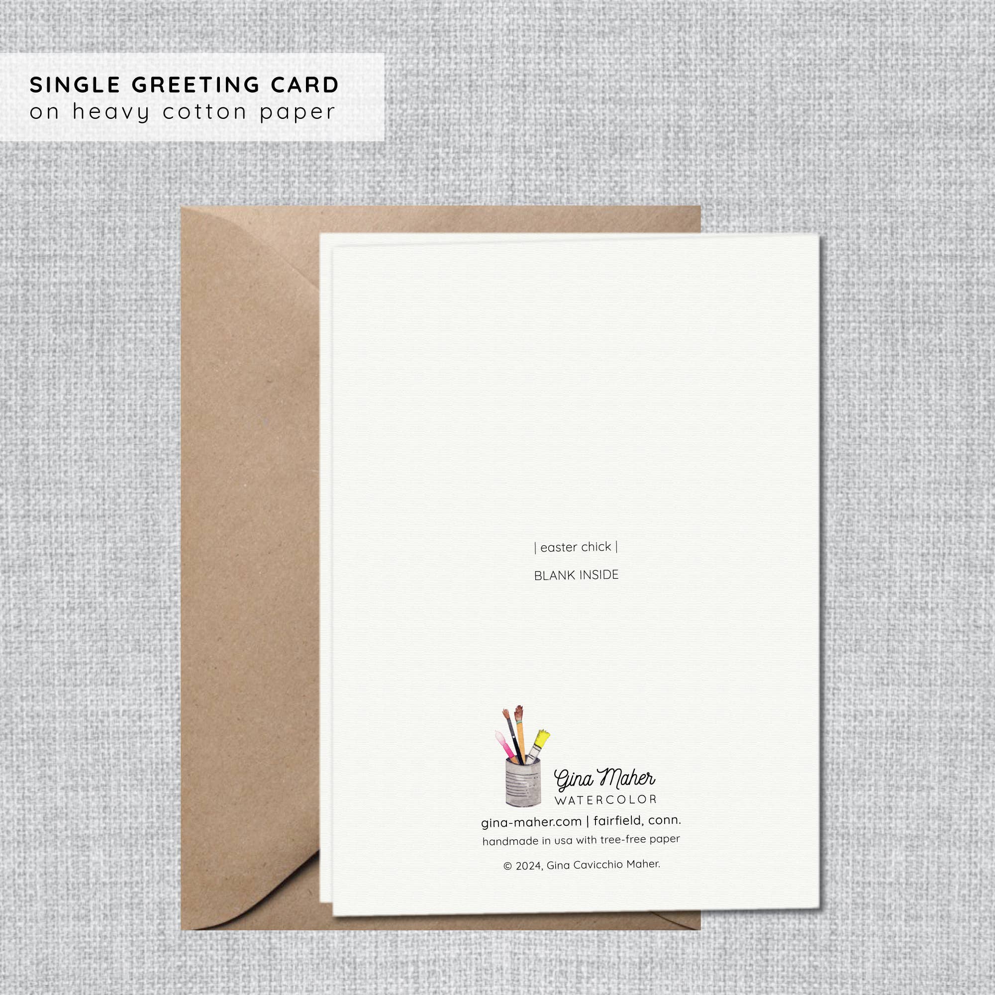 Gina Maher | Watercolor - Wholesale Easter Card - Yellow Chick Easter Cards | Happy Easter Cards for Kids1