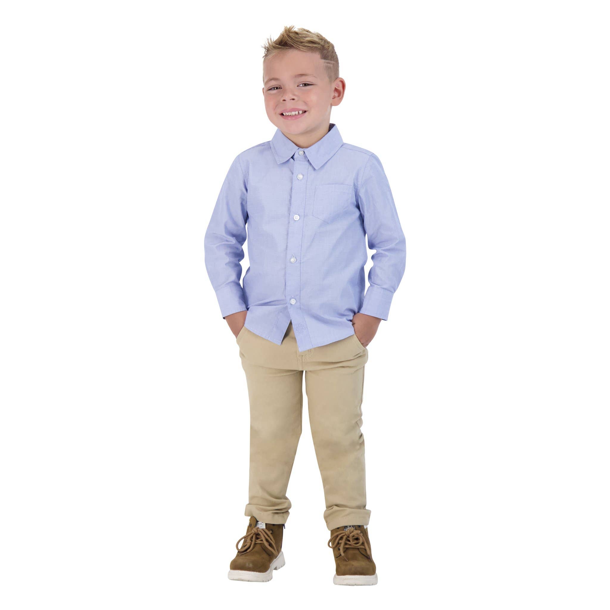 Andy & Evan – wholesale Buttoned-down shirt – Kids – Boys Toddler Blue Chambray Button-down Shirt1