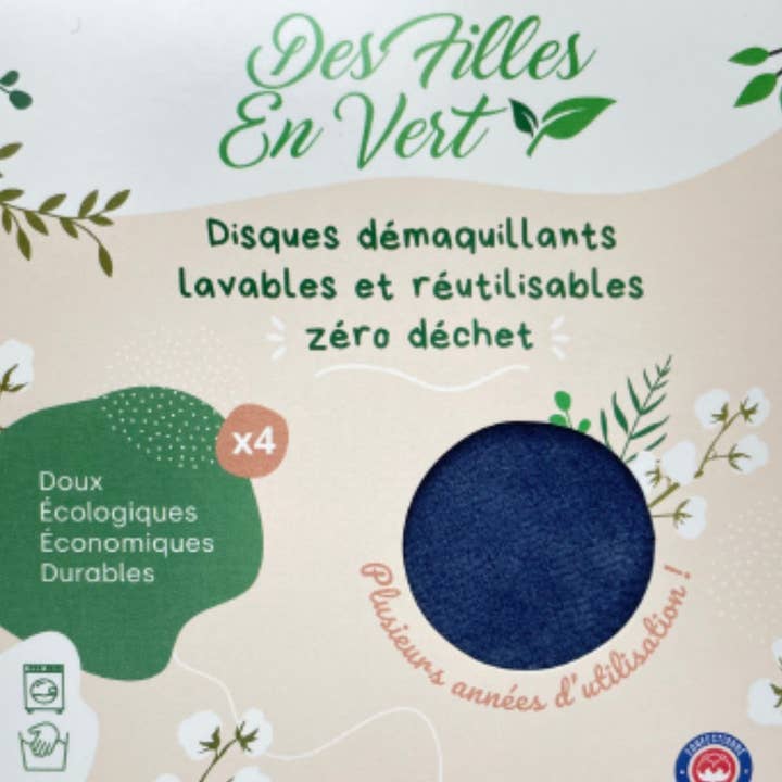 Washable and Reusable Makeup Remover Pads Blue for wholesale by DES FILLES EN VERT