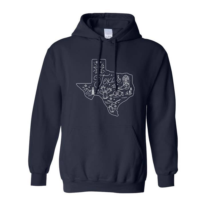 Around Texas Hoodie for wholesale by Made in Texas Co.
