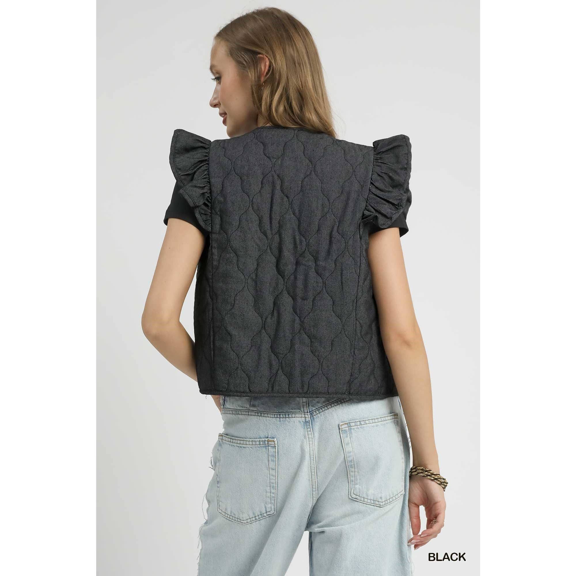 STYLE USA – Engroshandel Vest - Dame – Quiltet vest med flæseærmer2