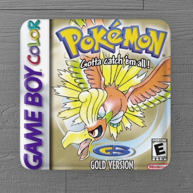 Retro Gameboy Gold Version game Square Button Pin for wholesale by CultPOP