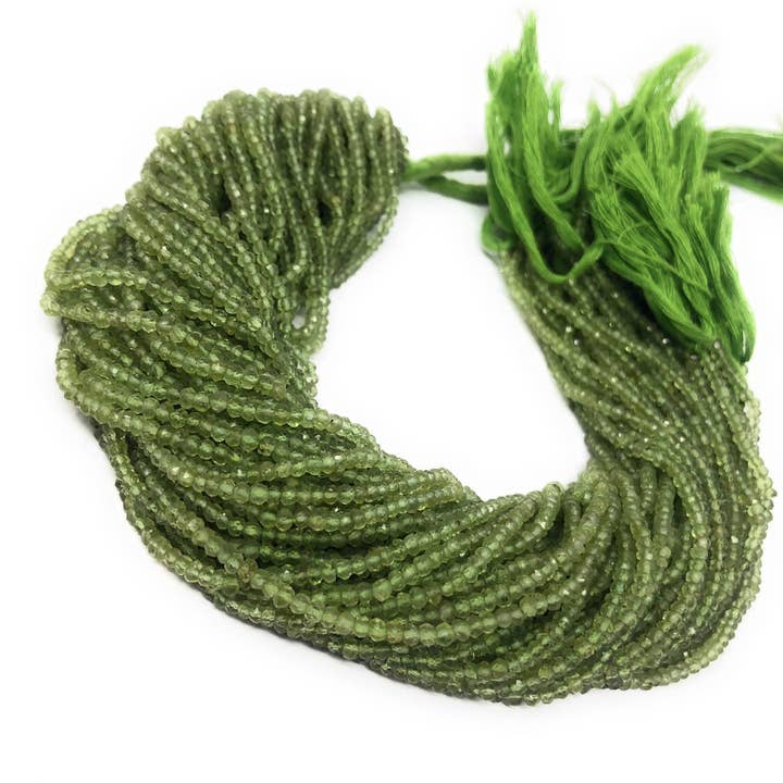 Natuurlijke peridoot edelsteen kralen, echte edelsteen groothandel kralen, bulk kralen voor het maken van sieraden, 3-3,5 mm kralen, 13" streng voor wholesale door Akstar Gems