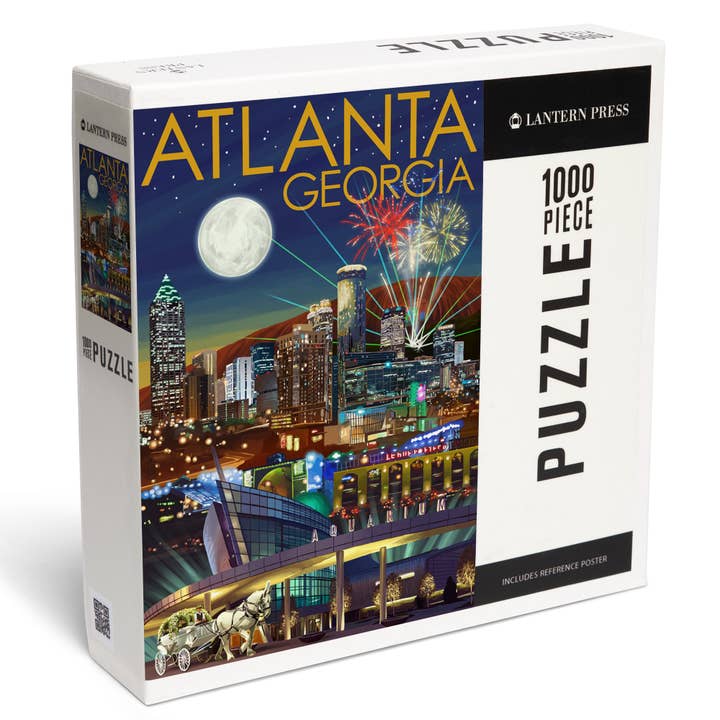 1000 PIECE PUZZLE Atlanta, Georgia, Skyline at Night for wholesale by Lantern Press
