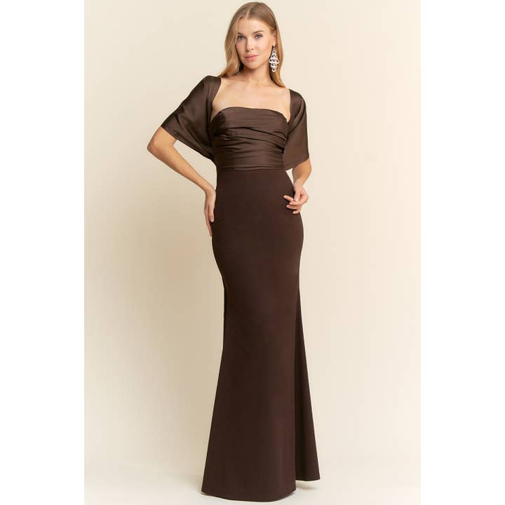 Maniju - Wholesale Dress - Women's - MM24493 SATIN TOP WITH STRETCH KNIT MAXI SKIRT DRESS3