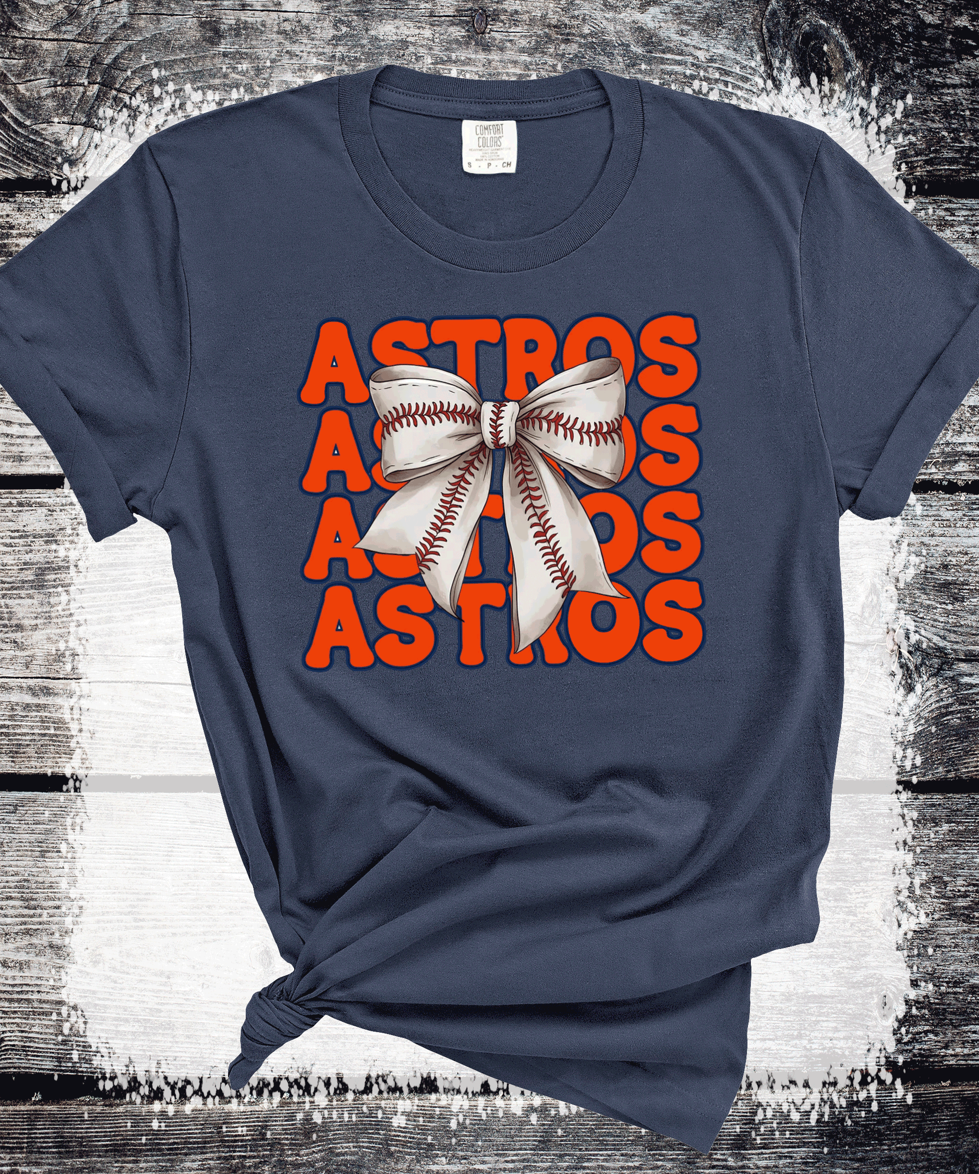 A Blessed Texas Mess Boutique - Wholesale T-Shirt (Graphic) - Women's - Astros Baseball Texas Little League Baseball coquette bow2