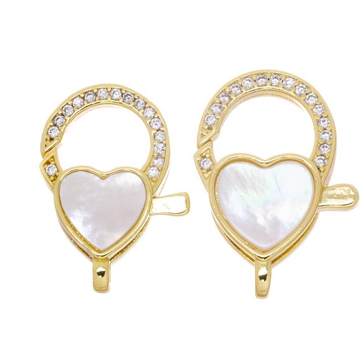Colección Heart Clasp: Pavé, Oro, CZ, Cierres de Langosta MOP para venta al por mayor de Jewel Pledge