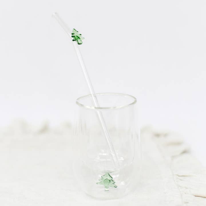 Glass straws with Christmas tree for wholesale by Bake Affair GmbH
