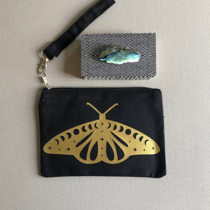 Wishcraft Goods - Vendita all'ingrosso Astuccio - Donna - Marsupio da polso con cerniera Cosmic Moth - Nero