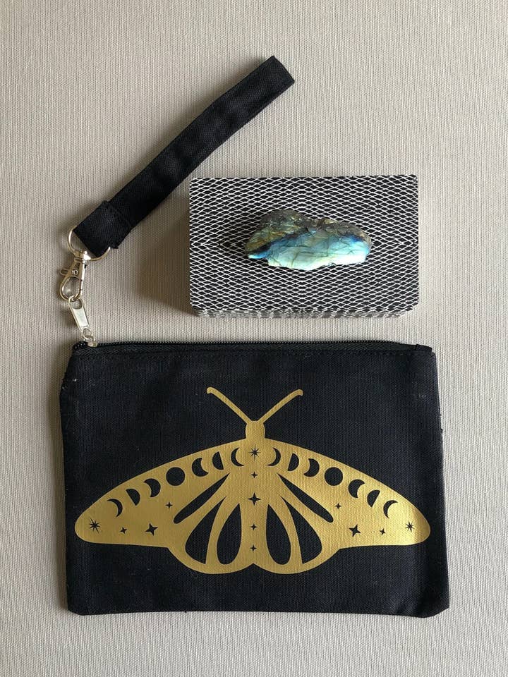 Pochette zippée Cosmic Moth pour bracelet - Noir pour la vente par Wishcraft Goods