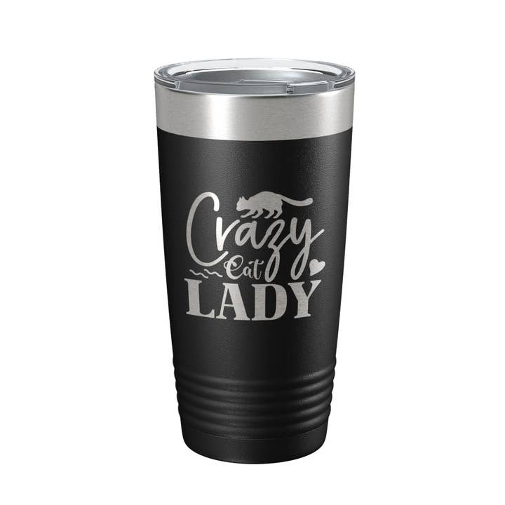 Crazy Cat Lady Tumbler Travel Mug Funny Cat Lover Gift Insulated Laser Engraved Coffee Cup 20 oz for wholesale by CarveBright