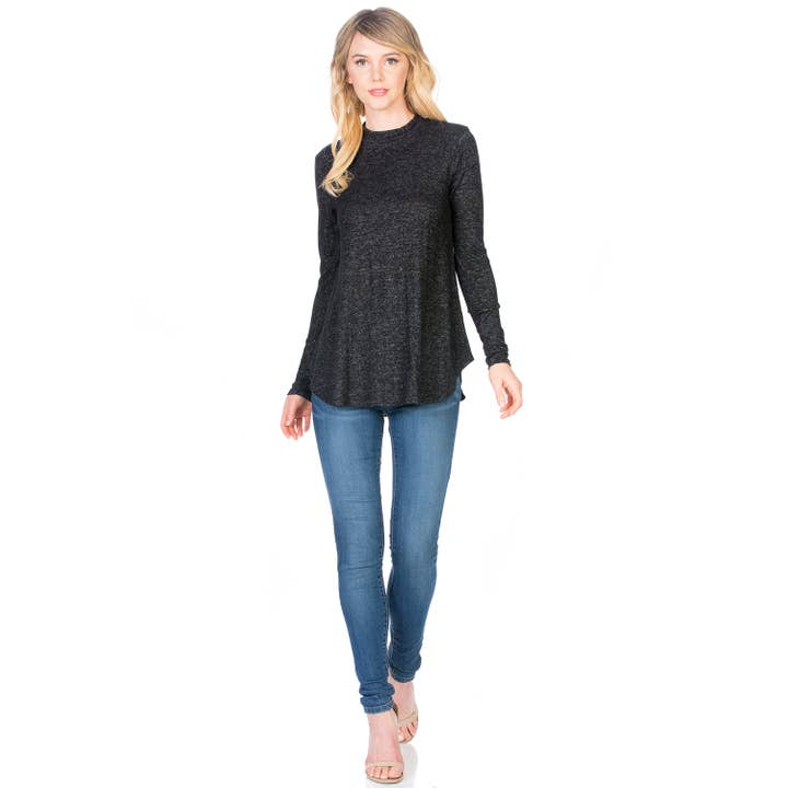 Azules Clothing - Wholesale Tunic - Women's - ATP-2289HC Mock Neck Long Sleeve Knit Tunic7