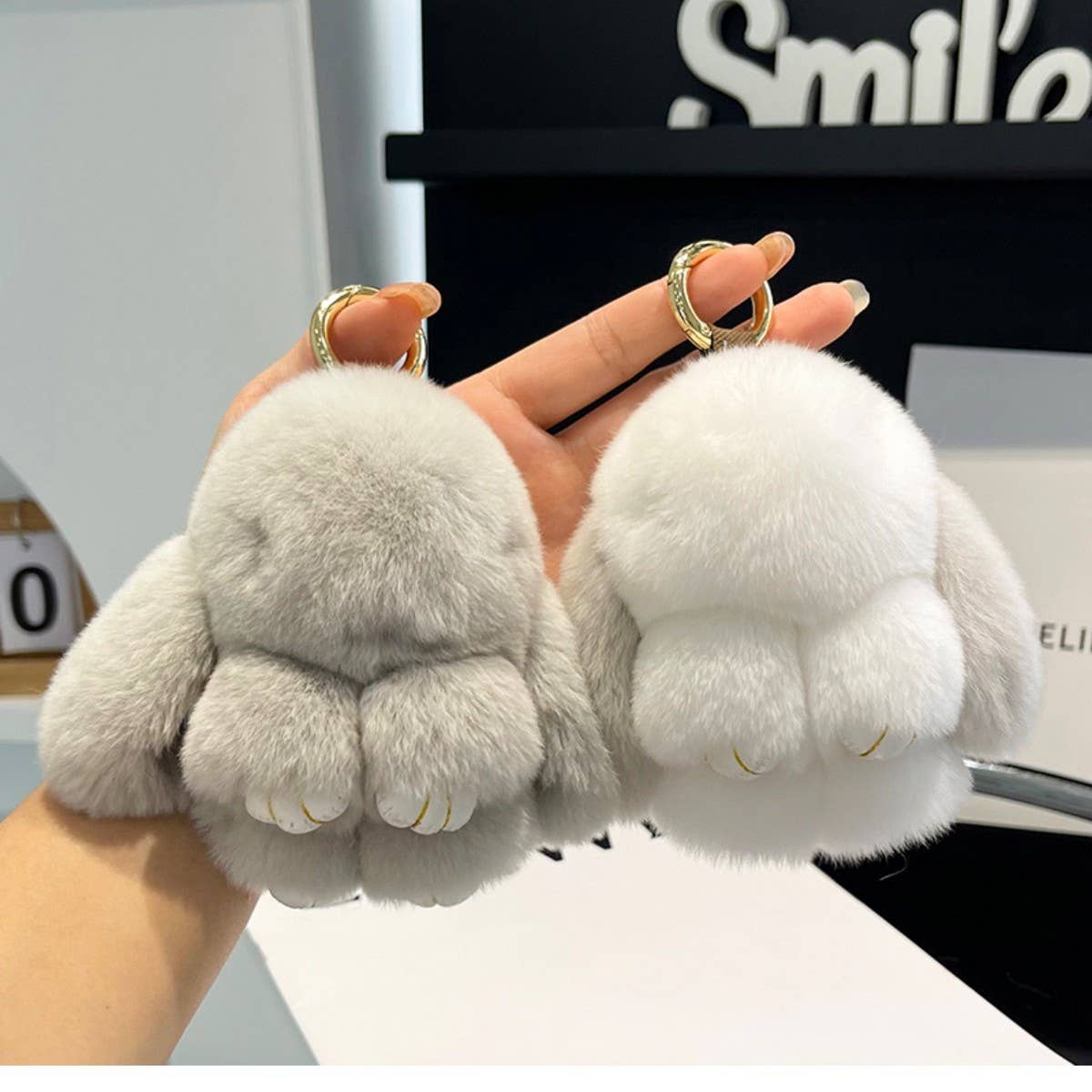 ACCITY - Wholesale Keychain - Unisex - NEW MINI CUTE PLUSH BUNNY CAR KEYCHAIN PENDANT_CWMM244822