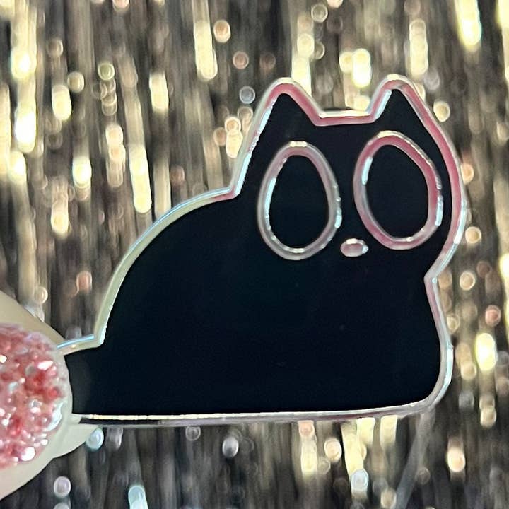 Little Black Cat Pin for wholesale by Art of Gabby Ramirez