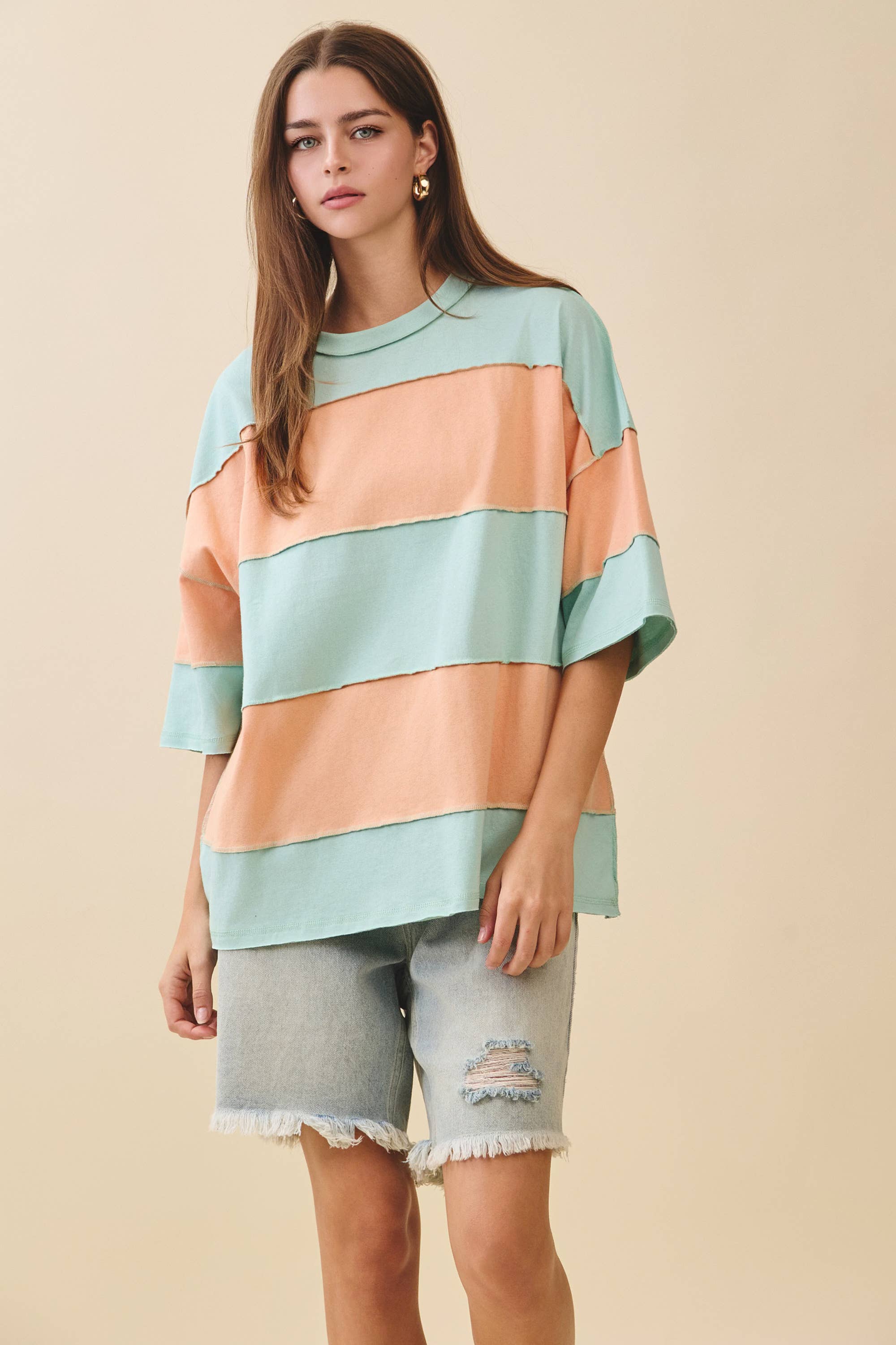 AEMI + CO - Wholesale Knit Top - Women's - 8417FN Polly Color Block Top51