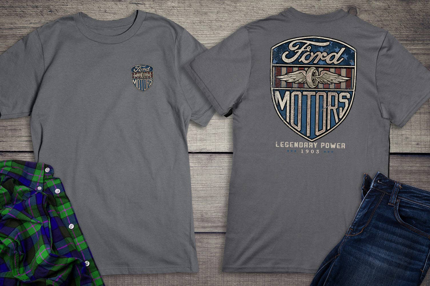 Artopia - Wholesale Screen Printed T-Shirt - Unisex - Ford Motor Company, Vintage Ford Motors T-Shirt5