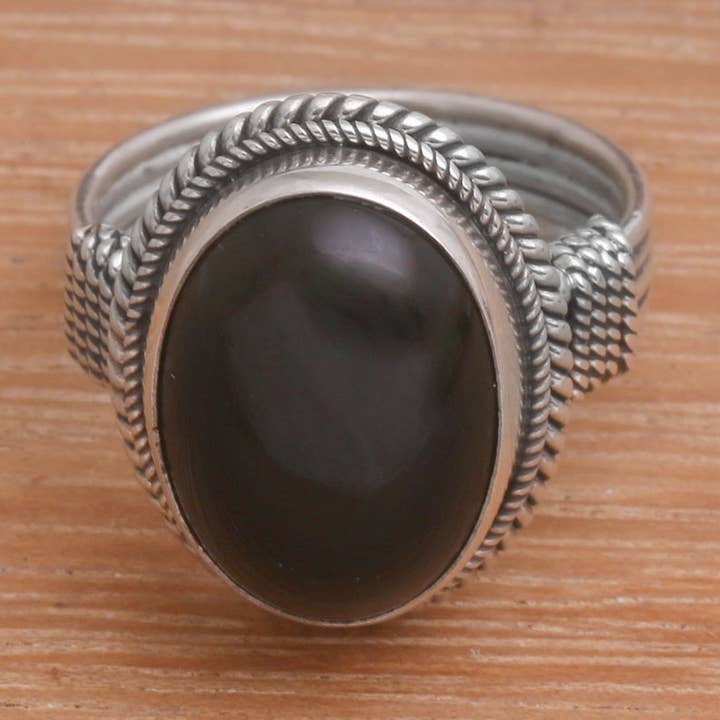 Bague Cocktail Captivante en Onyx pour la vente par NOVICA