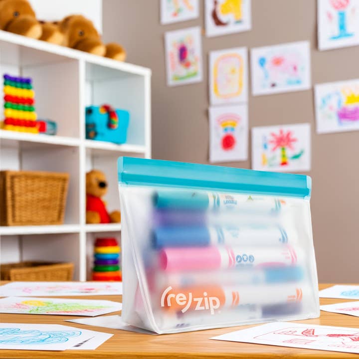 Rezip Co. - Wholesale Food Storage Wrap/Bag - Reusable Stand-Up Storage Bag - Aqua - Quart9