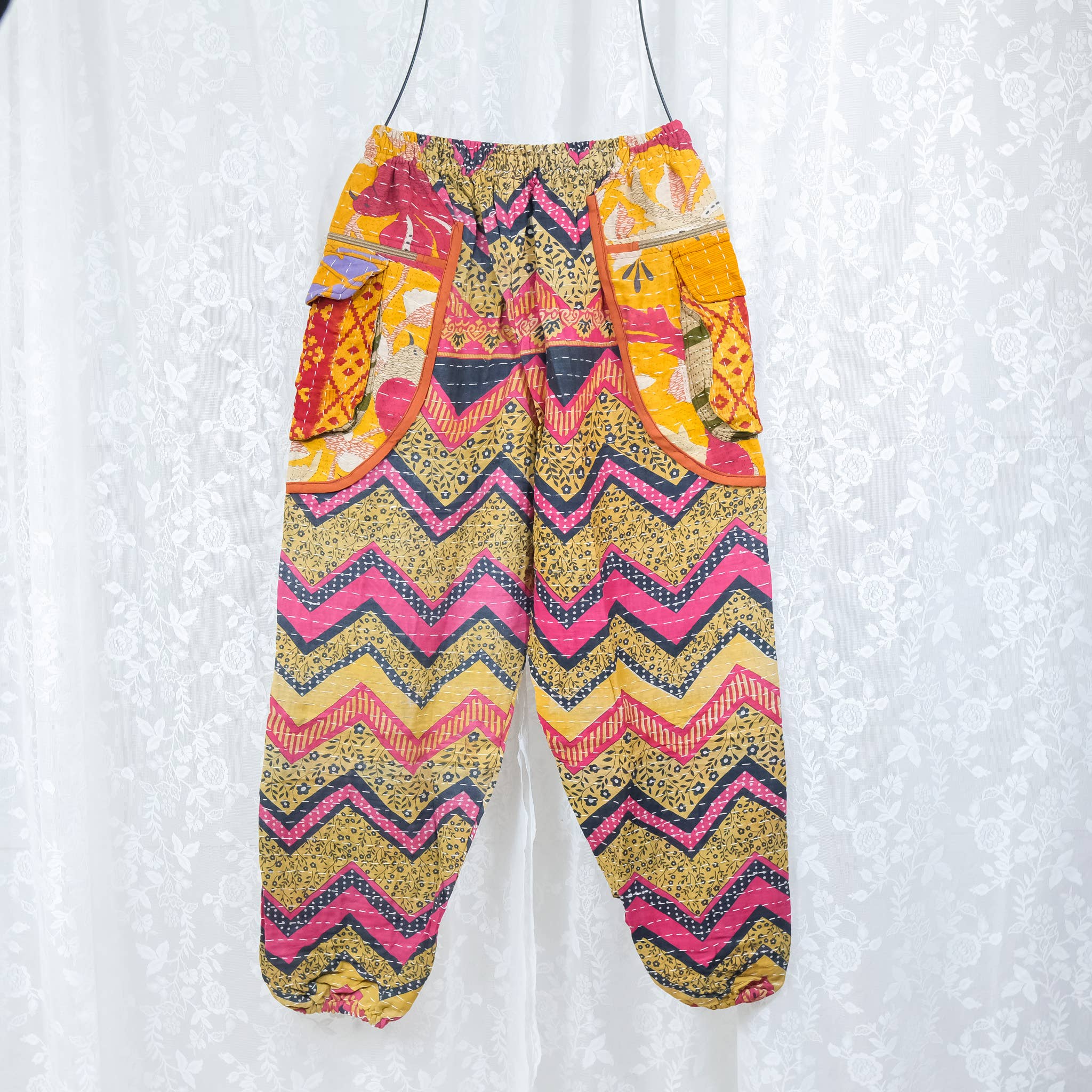 Karma Nepal Crafts - Wholesale Pants - Women's - One of a Kind Kantha Baggy Pants with Pockets5