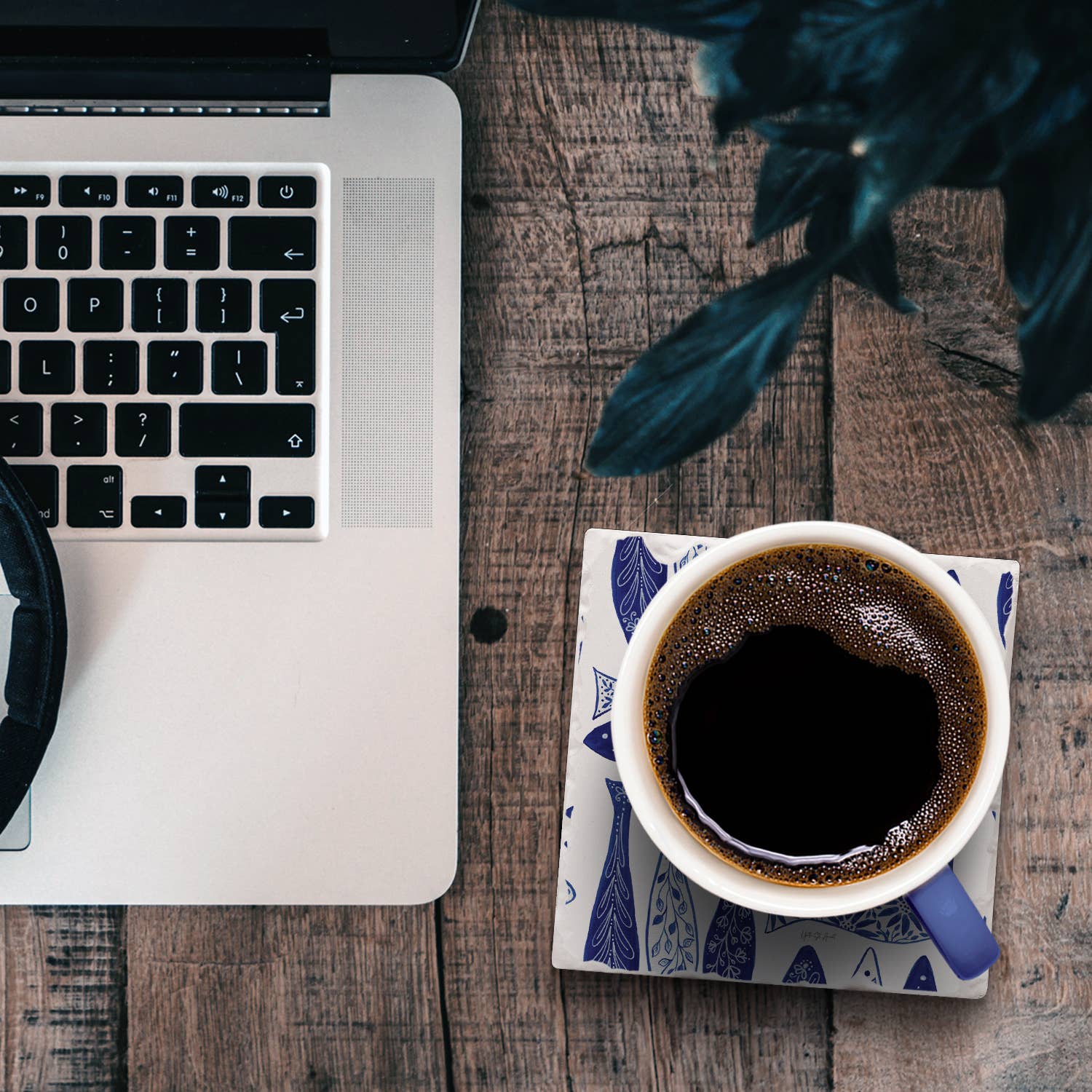 CounterArt/Highland Home/Thirstystone - Vendita all'ingrosso Sottobicchiere - Sottobicchiere in Piastrella Assorbente Singolo "Pesce Blu"4