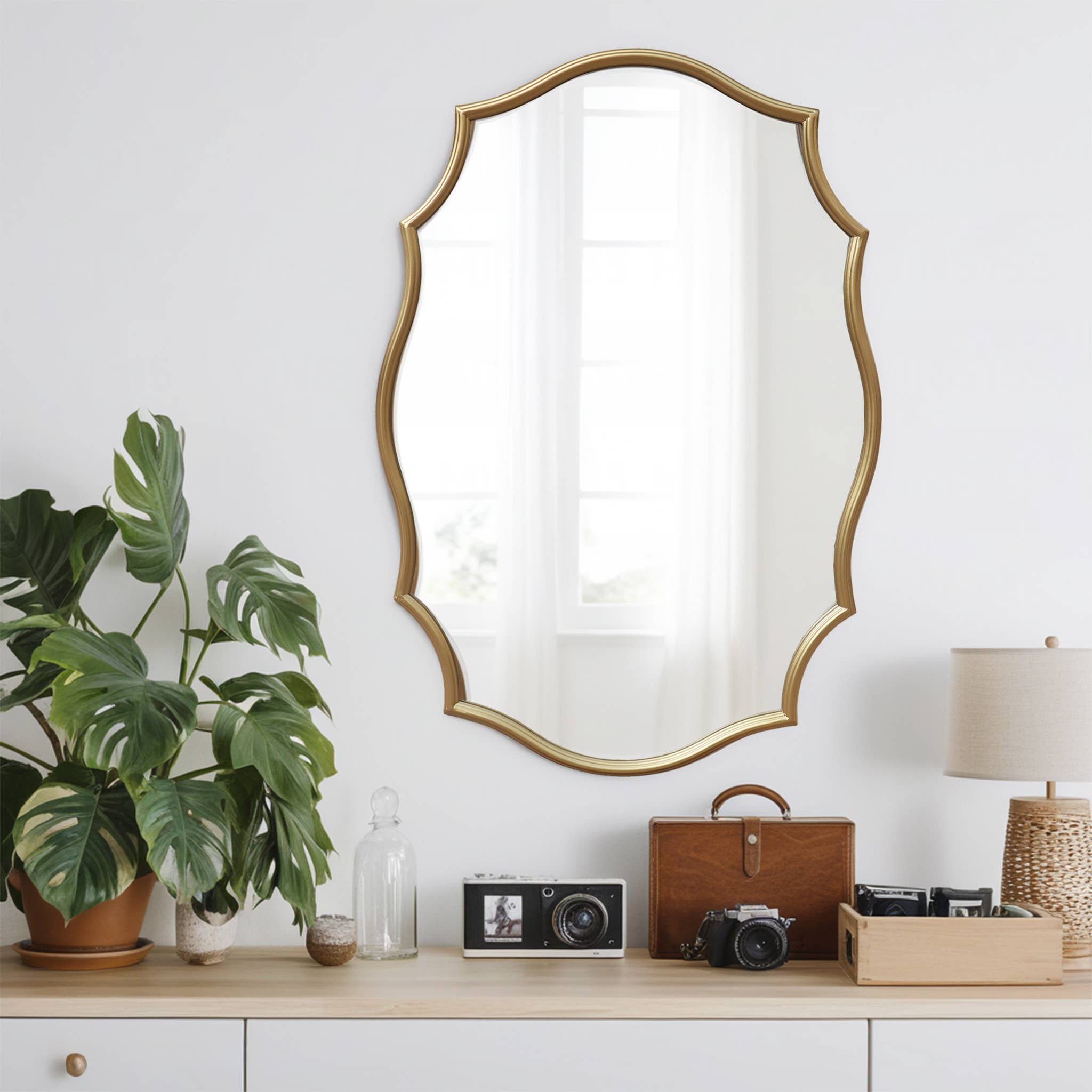 Paris Loft Inc - Wholesale Wall Mirror - Scalloped Edge Metal Framed Bathroom Mirror5