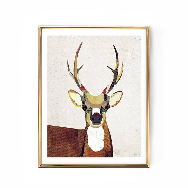 Deer Collage - Art Print for wholesale by Lindsey Kay Collective