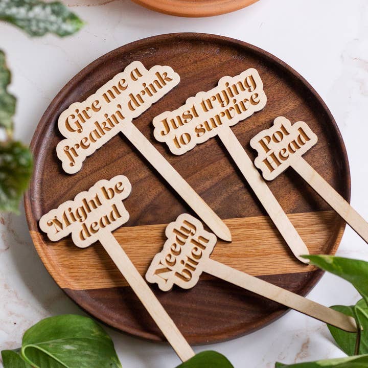 The Print Pantry - Wholesale Garden/Lawn Stake - Funny Wooden Plant Markers1