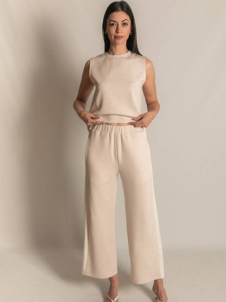 P. CILL - Vente Pantalon – femme - Pantalon à jambes larges P. CILL Butter Modal à rayures latérales83