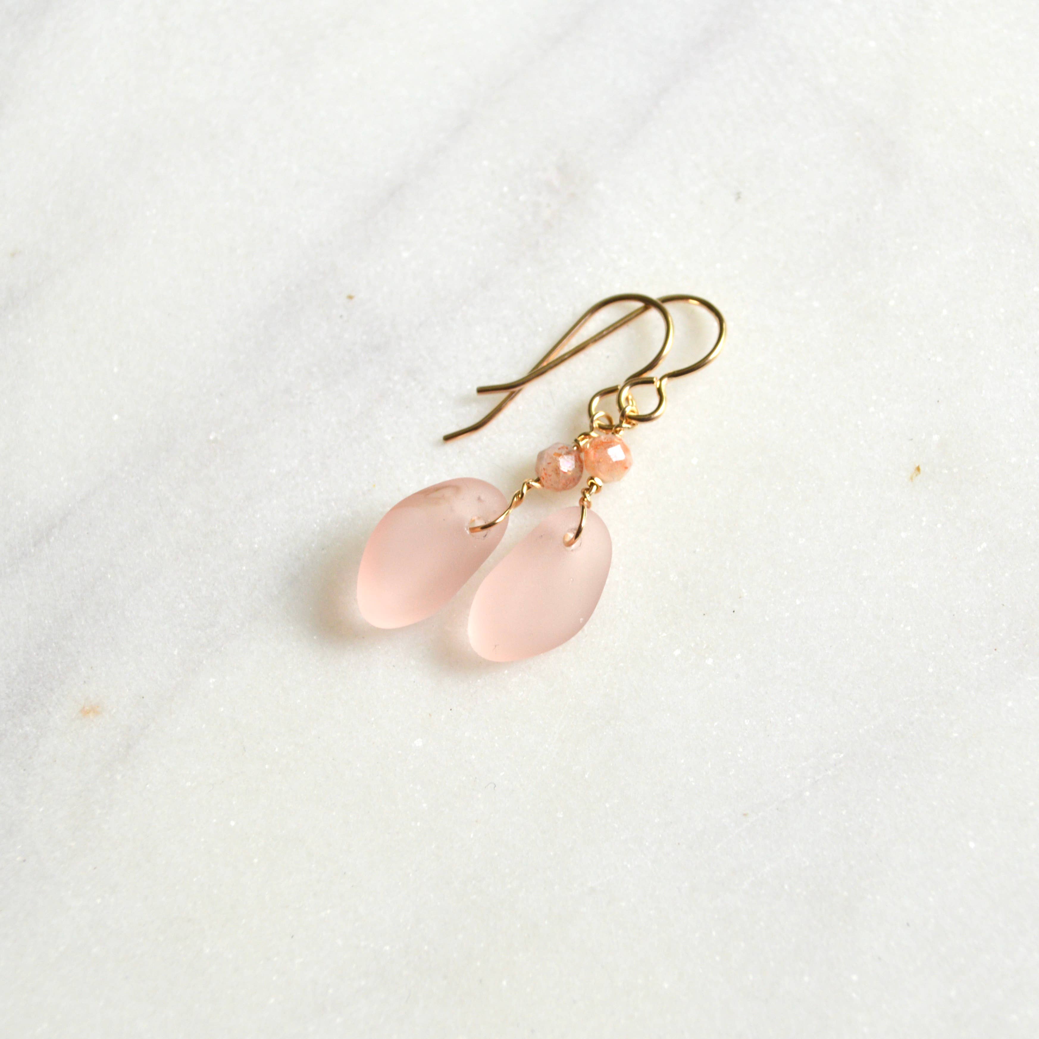 Salty But Sweet - Wholesale Dangle Earrings - Tiny Pink Glass Earrings0