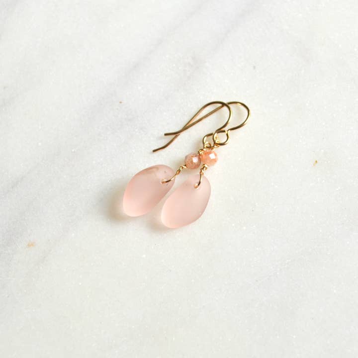 Salty But Sweet - Wholesale Dangle Earrings - Tiny Pink Glass Earrings