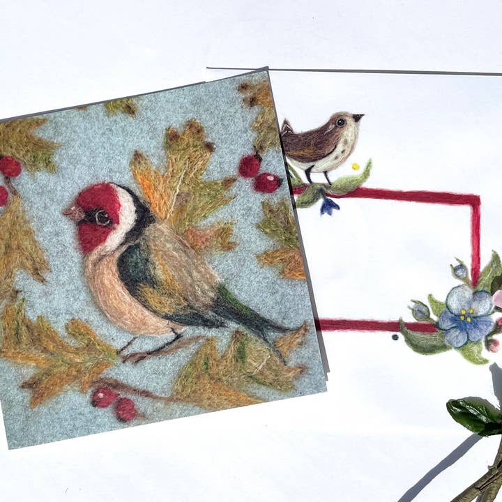 Sweet Liberty Belle - Wholesale Everyday Greeting Card - Gold Finch Greeting Card - Print of felt artwork1
