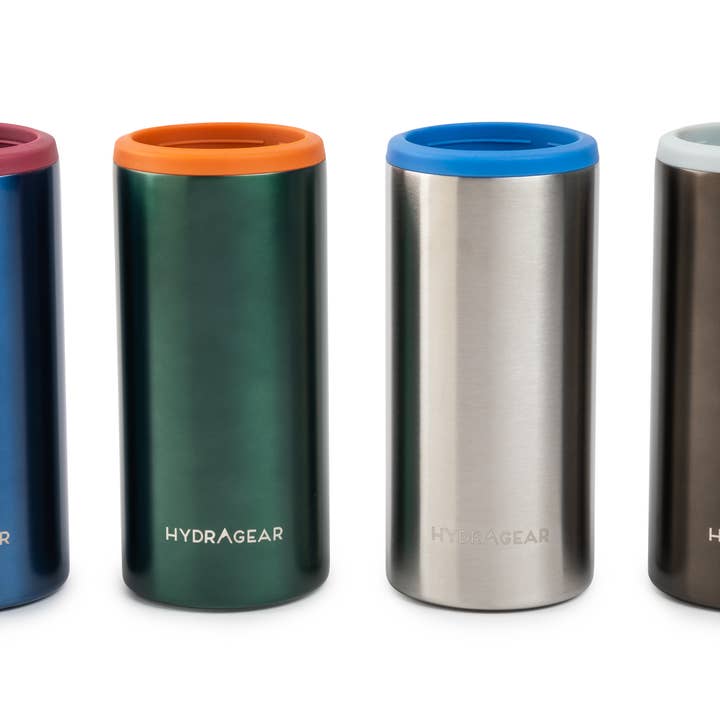 12oz Slim Can Coolie – Assorted Matte Metallic for wholesale by Core Home
