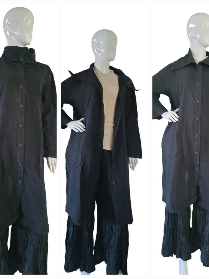 TJ2458 Solid Cotton Button Down Jacket With Collar Black for wholesale by Evergreen Guardian Imports