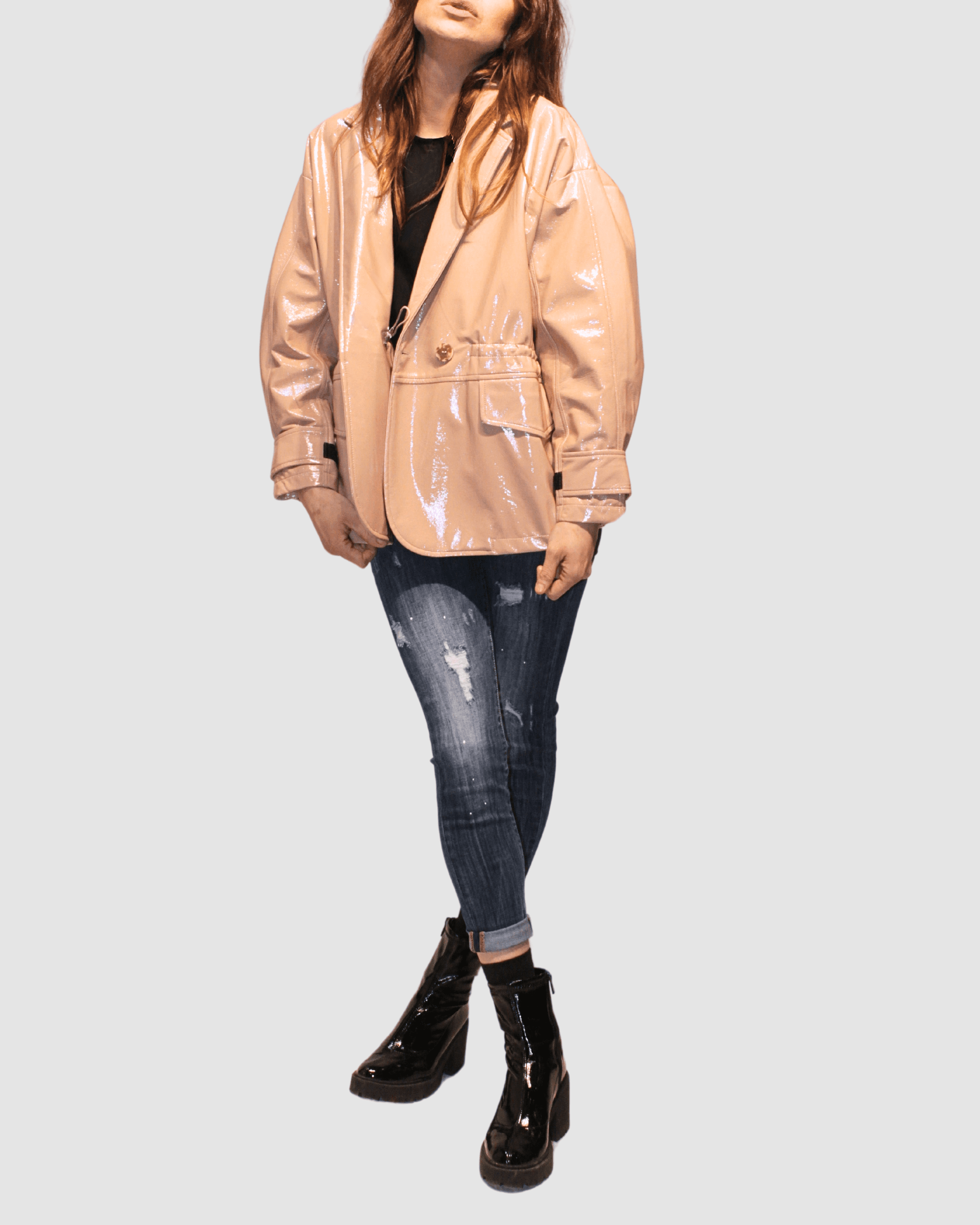 BanBat - Wholesale Leather Jacket - Women's - Imitation leather jacket with acharolate effect - REF: 1401072