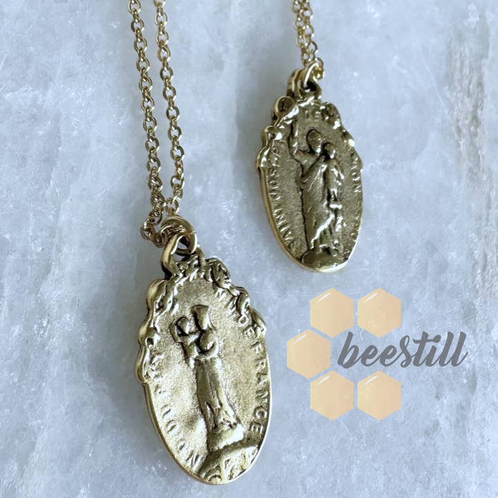 Saint Joseph, Mary and Jesus necklace for wholesale by BeeStill Design
