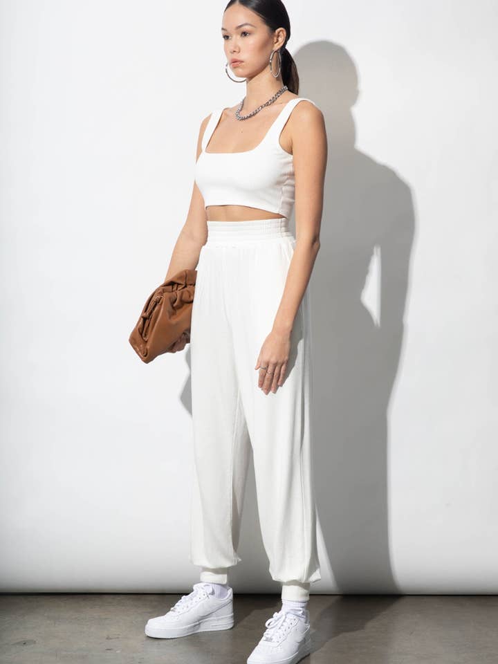 Harlow Ivory Modal Ultrasoft Fleece Sweatpants for wholesale by Parva Studios