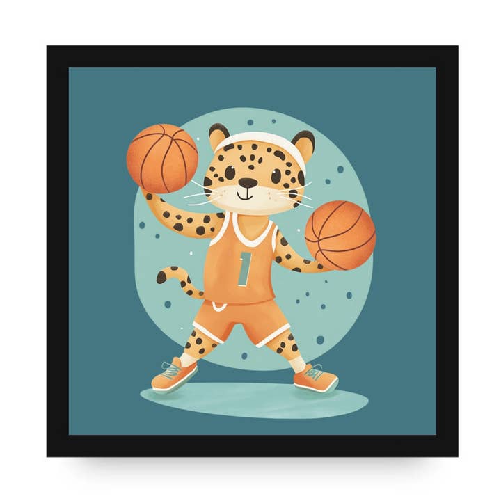 Chase the Ballin Cheetah Framed Canvas by DLJ for wholesale by Dancing Littles Jungle
