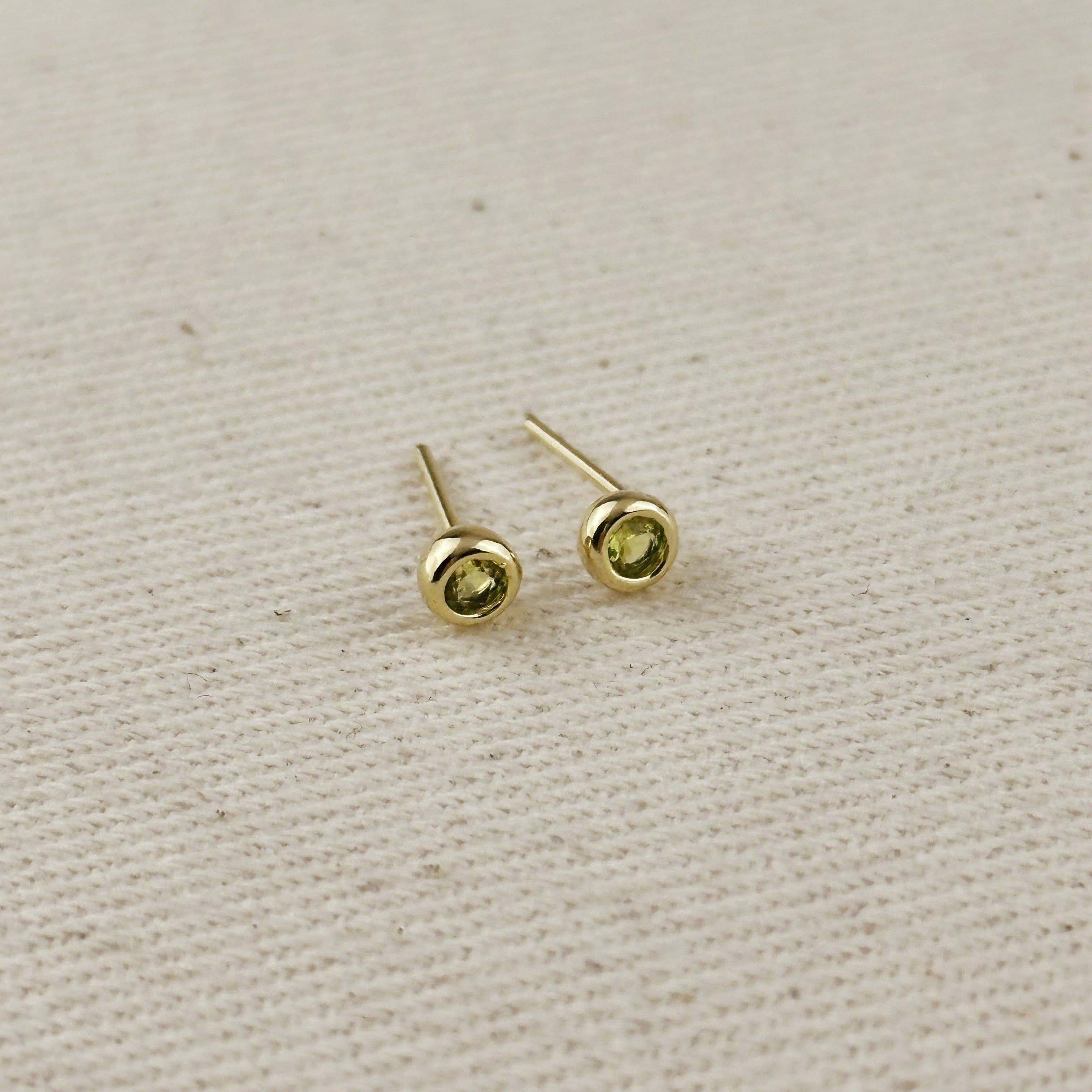 GoldFi - Wholesale Stud/Post Earrings - 18K Gold Filled Dainty Bezel CZ Birthstone Stud Earrings6