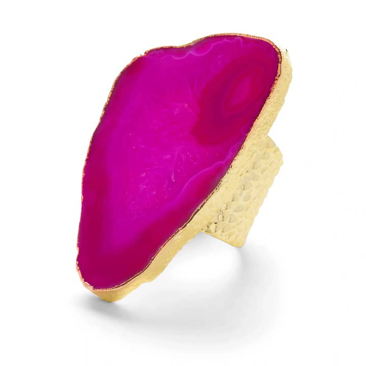 ULTRA MEGA Fuchsia Edelstein Gold Statement Ring für den Großhandel von YAA YAA LONDON