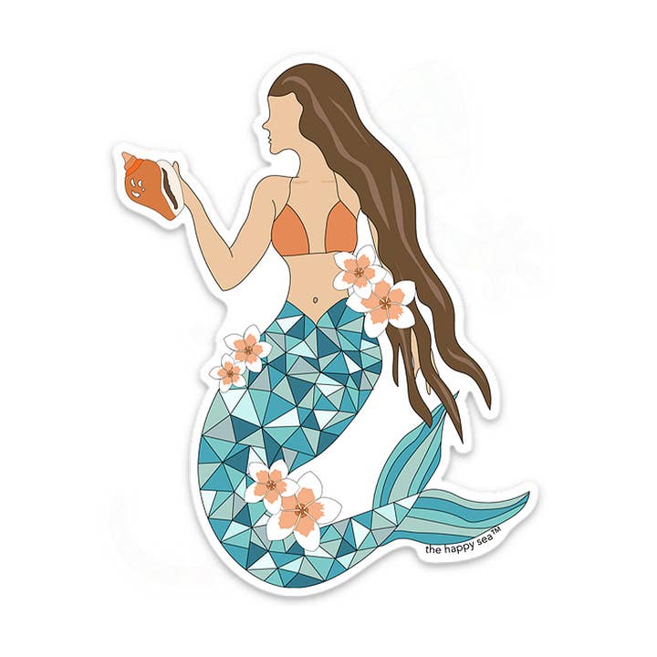4" Hibiscus Mermaid Vinyl Sticker for wholesale by The Happy Sea