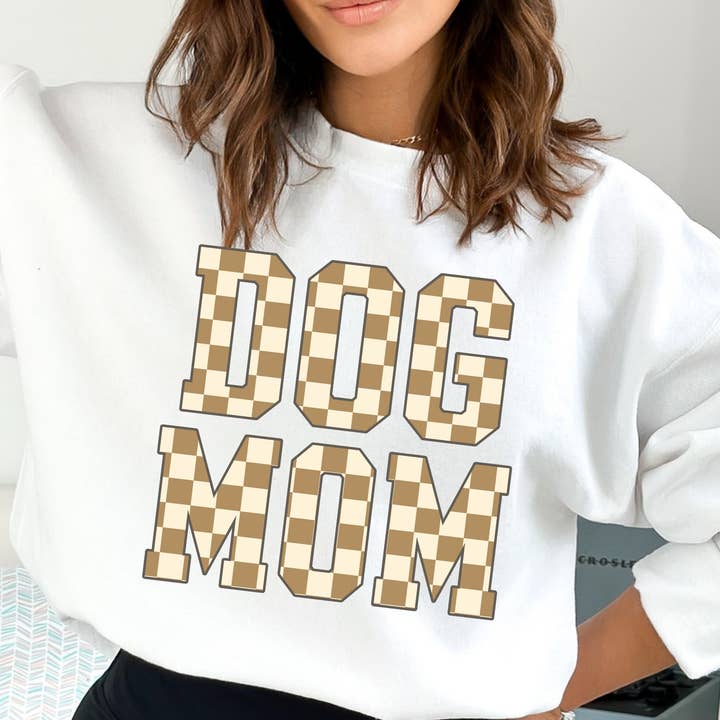 Felpa Vanilla Latte Dog Mom, girocollo retrò per la vendita all'ingrosso da parte di Dog Mom Apparel