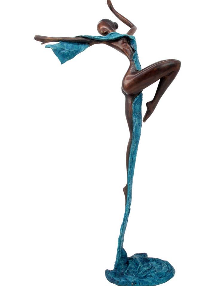 Bronze Issouf dancer 70 cm blue no. 4 for wholesale by Lafi Bala