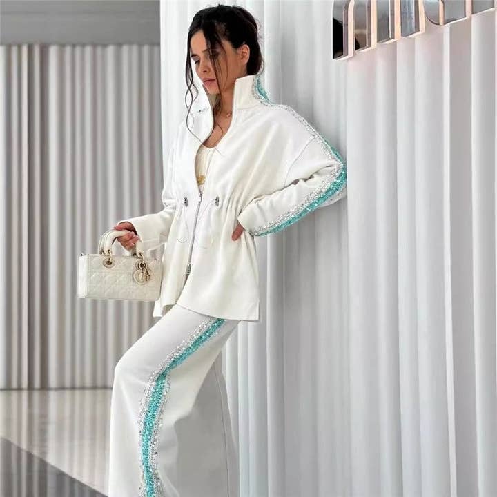 UZ Wholesale Store - Wholesale Top & Pant Set (NOT Loungewear) - Women's - Colorful Sequin Drawstring Top And Pants Set2