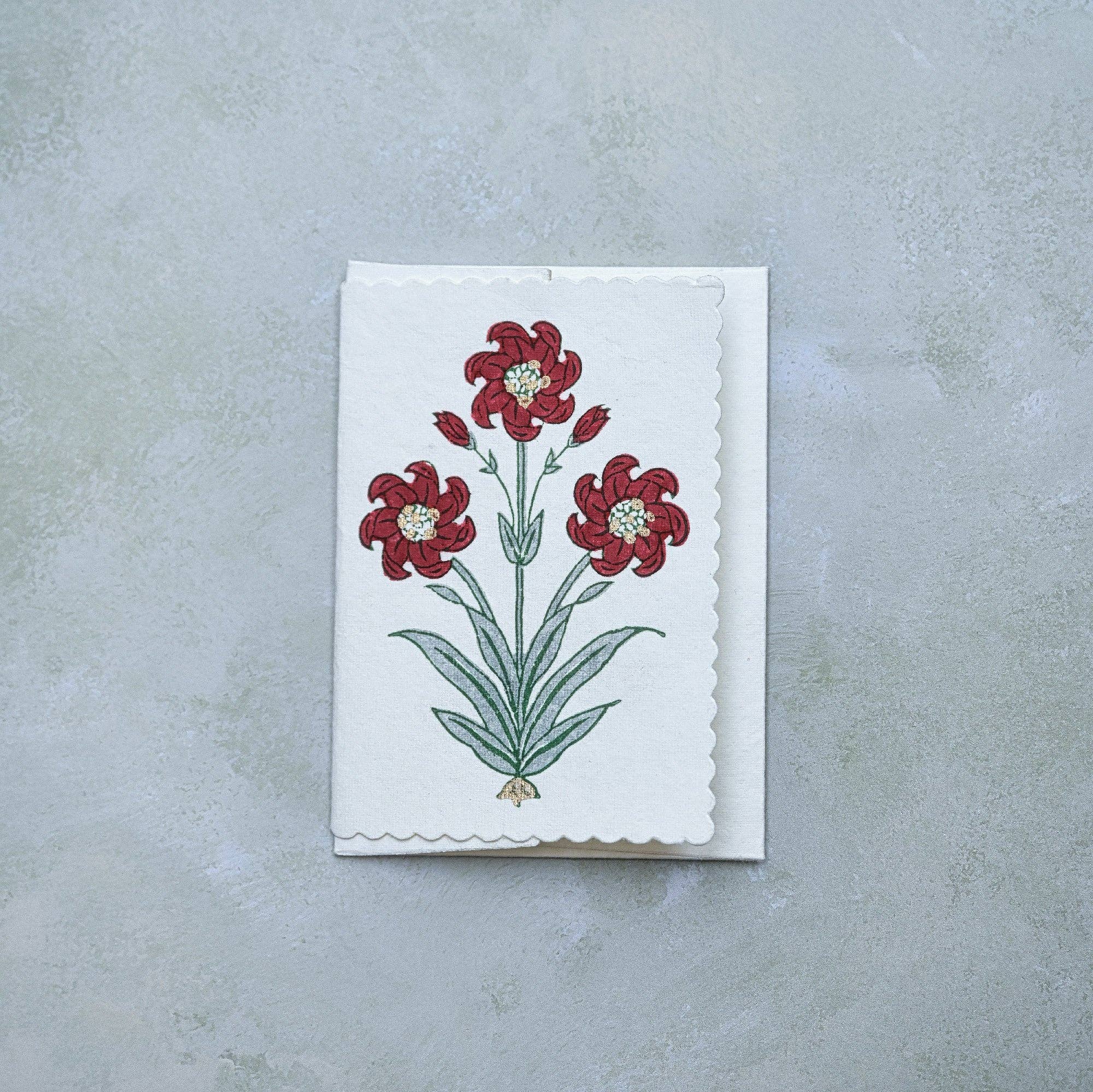 Paper Mirchi – wholesale Season’s Greetings card – Hand Block Printed Greeting Card - GC Nargis Sage3