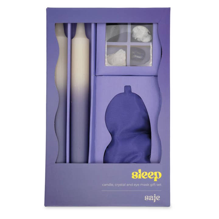 Saje Sleep Candle, Crystal & Eye Mask Set - Includes Two Candles and Four Crystal Stones for wholesale by Robert Frederick Ltd