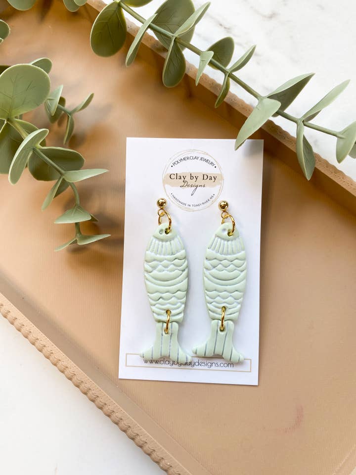 Intricate Fish Polymer Clay Earrings for wholesale by Clay by Day Designs